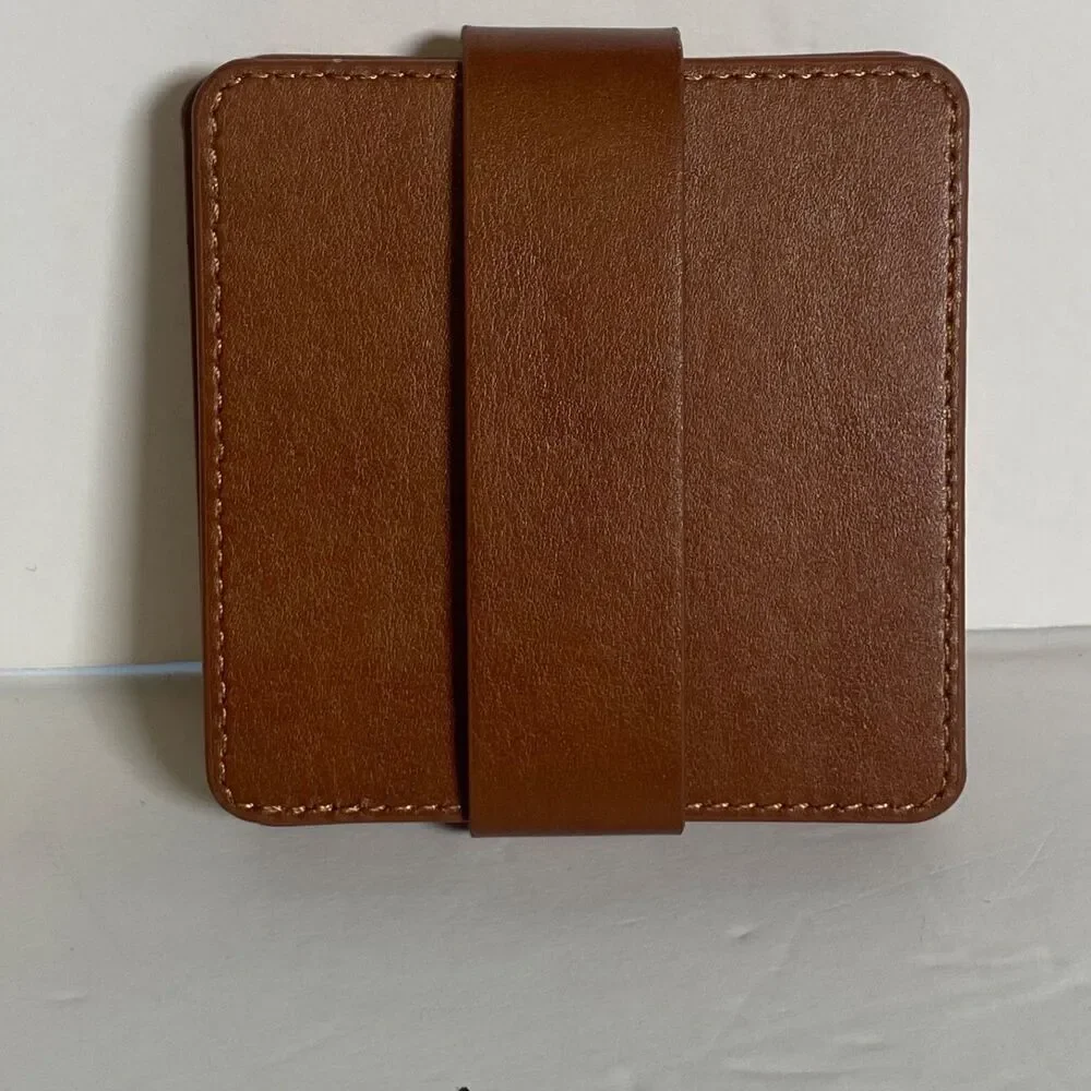 Dansko Leather Coaster Set of 4 Brown Logo Shoe Imprint 3.5” Square Nurse Gift